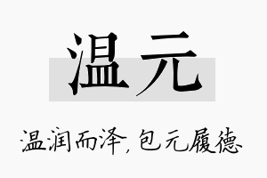 温元名字的寓意及含义