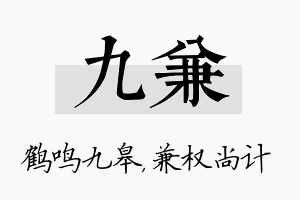 九兼名字的寓意及含义