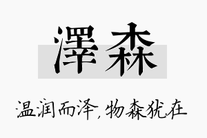 泽森名字的寓意及含义