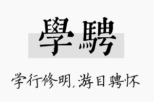 学骋名字的寓意及含义