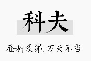 科夫名字的寓意及含义