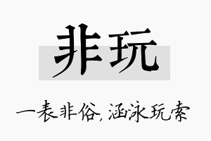 非玩名字的寓意及含义