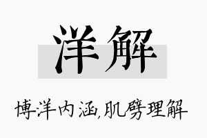 洋解名字的寓意及含义