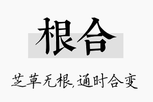 根合名字的寓意及含义