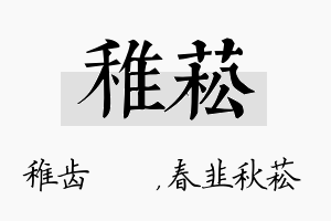 稚菘名字的寓意及含义