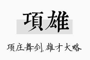 项雄名字的寓意及含义