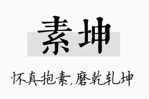 素坤名字的寓意及含义