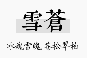 雪苍名字的寓意及含义