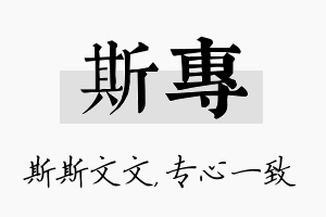 斯专名字的寓意及含义