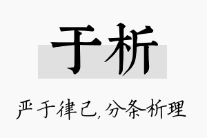 于析名字的寓意及含义