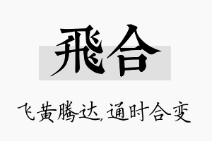 飞合名字的寓意及含义