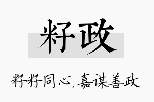 籽政名字的寓意及含义