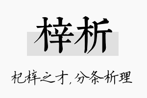 梓析名字的寓意及含义