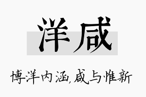 洋咸名字的寓意及含义