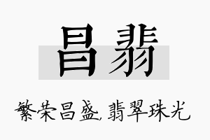 昌翡名字的寓意及含义