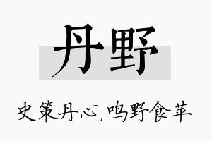 丹野名字的寓意及含义