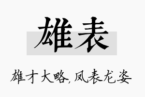 雄表名字的寓意及含义