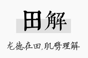 田解名字的寓意及含义