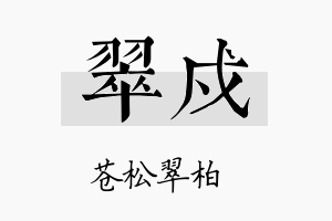 翠戍名字的寓意及含义