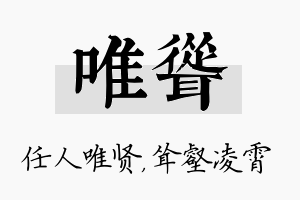 唯耸名字的寓意及含义