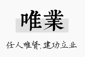 唯业名字的寓意及含义