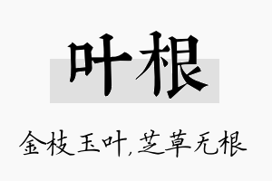 叶根名字的寓意及含义