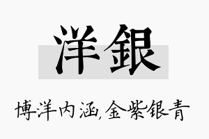 洋银名字的寓意及含义