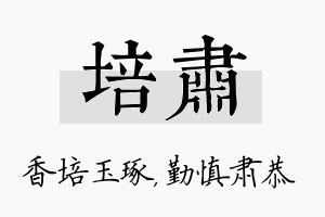 培肃名字的寓意及含义