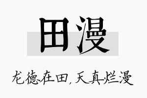 田漫名字的寓意及含义