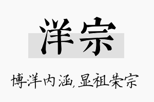 洋宗名字的寓意及含义