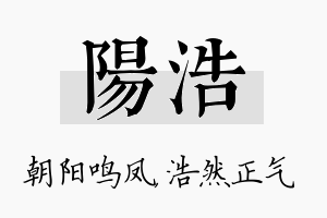 阳浩名字的寓意及含义