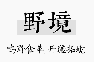 野境名字的寓意及含义