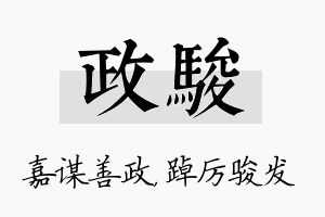 政骏名字的寓意及含义