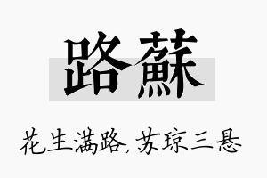 路苏名字的寓意及含义