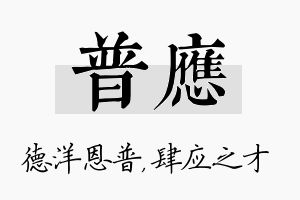 普应名字的寓意及含义