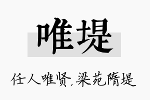 唯堤名字的寓意及含义