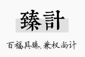 臻计名字的寓意及含义