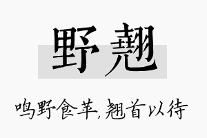 野翘名字的寓意及含义