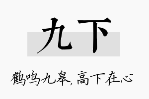 九下名字的寓意及含义