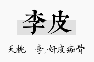 李皮名字的寓意及含义