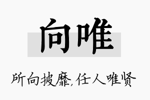 向唯名字的寓意及含义