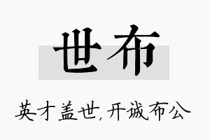 世布名字的寓意及含义