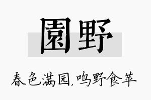 园野名字的寓意及含义