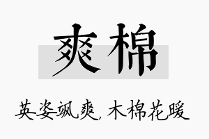 爽棉名字的寓意及含义