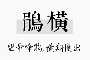 鹃横名字的寓意及含义