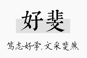 好斐名字的寓意及含义