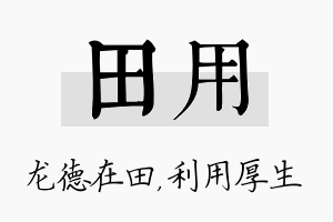 田用名字的寓意及含义