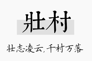 壮村名字的寓意及含义