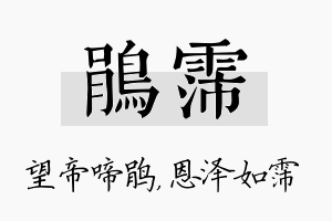 鹃霈名字的寓意及含义