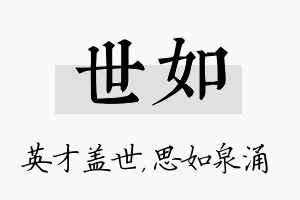 世如名字的寓意及含义